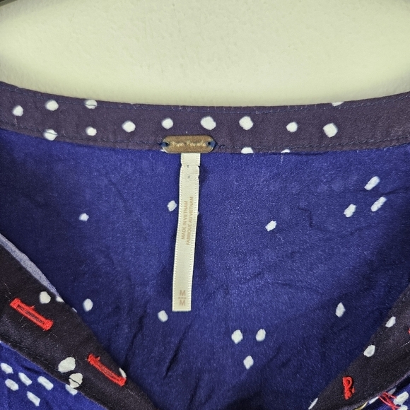 Free People Shibori Long Sleeve Tunic Dress in blue and pink blue Size M - Picture 6 of 10